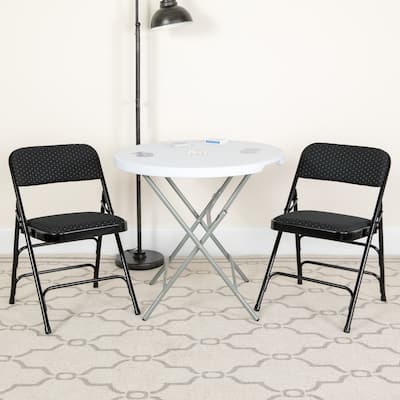 4 Pack Curved Triple Braced & Double Hinged Upholstered Metal Folding Chair