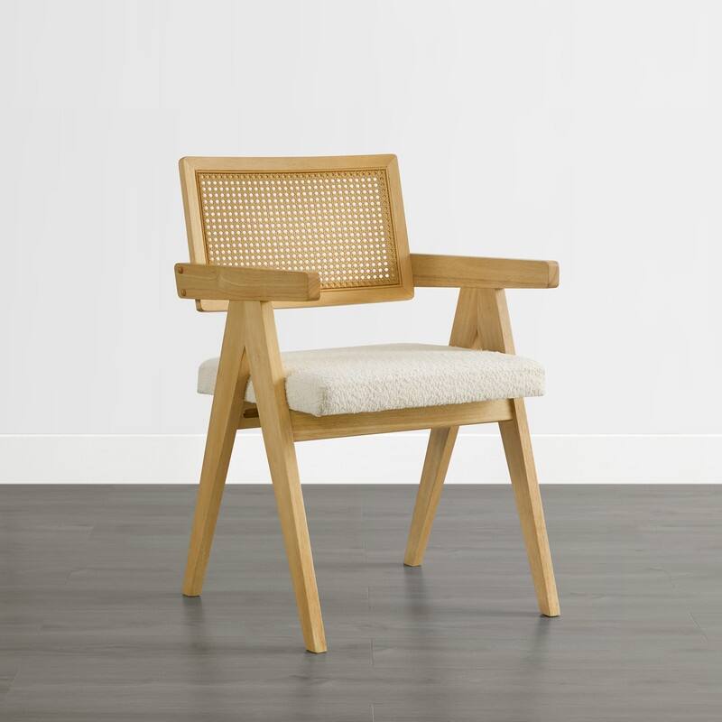 Spruce & Spring Modern American Dining Chair with Woven Rattan Back