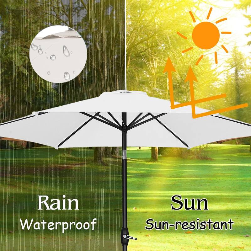Autlaycil 9ft Patio umbrella With Base And Push-Button Tilt & Crank