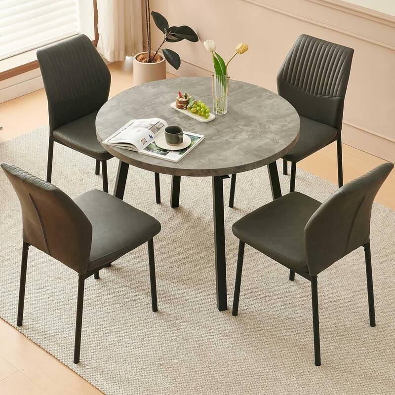 Howtai Upholstered Dining Chair Faux Leather,Metal Legs