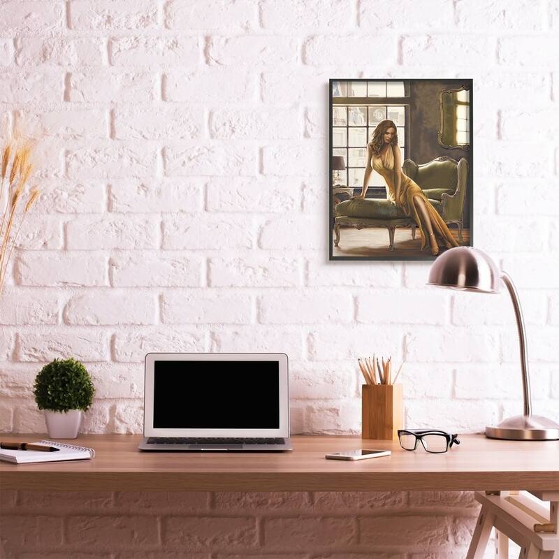 Stupell Alluring Female Figure Posing on Elegant Chair Framed Wall Art - Brown