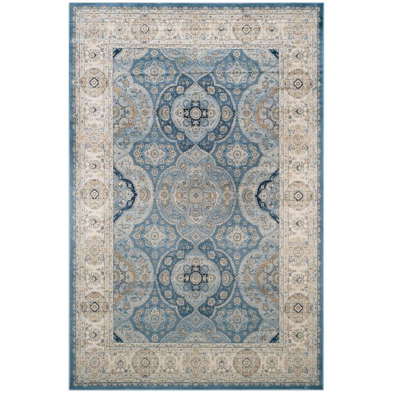 SAFAVIEH Persian Garden Vintage Distressed Boho Asime Traditional Oriental Viscose Rug - 4' x 5'7" - Light Blue/Ivory - Rectangle
