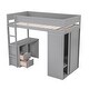 preview thumbnail 9 of 32, Wood Twin Size Loft Bed with Wardrobes, 2-Drawer Desk and Cabinet