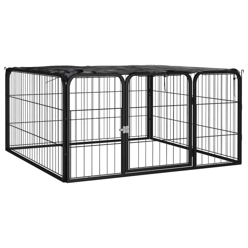 vidaXL Dog Playpen Kennel Dog Cage Puppy Pet Exercise Wire Fence Steel Black