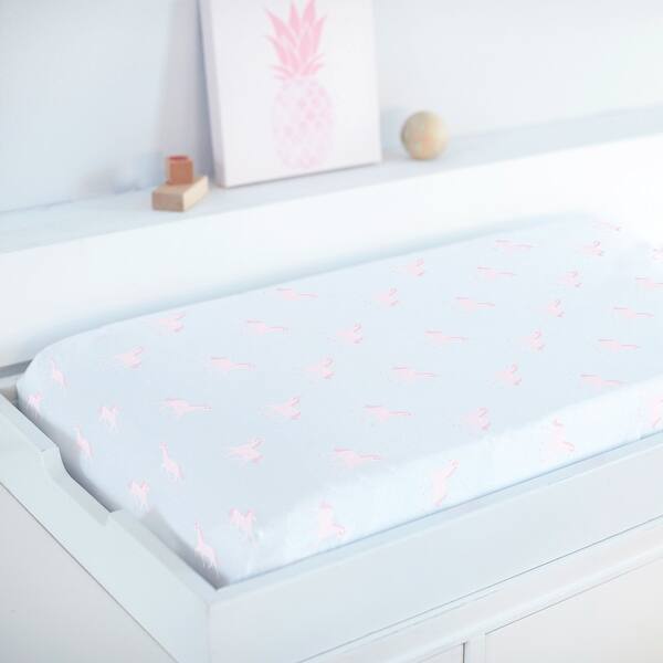 slide 2 of 3, Hello Spud Unicorn Changing Pad Cover - 32" x 16" x 4.5" Pink