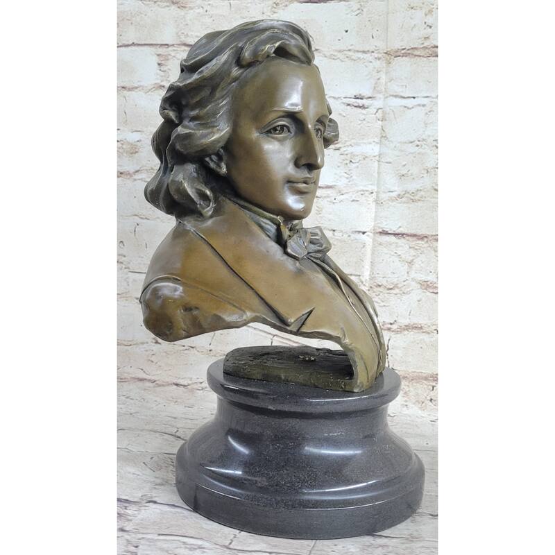 Frederic Chopin Bronze Bust Sculpture Statue Clical Composer Decor Original Art On Marble Base