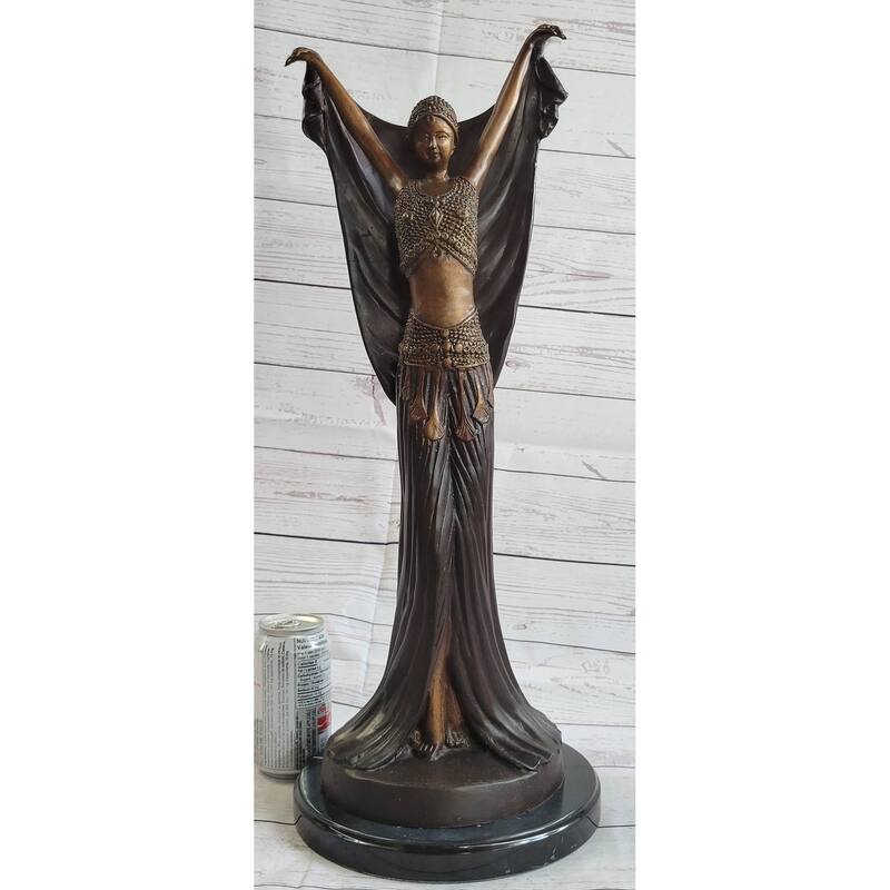 Art Deco Chiparus Russian Dancer Girl With Veil Bronze Statue Sculpture Figure