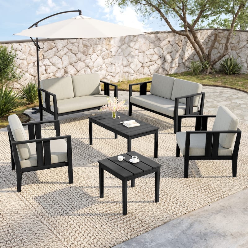 Teak Wood 6-Piece Outdoor Conversation Set with Table