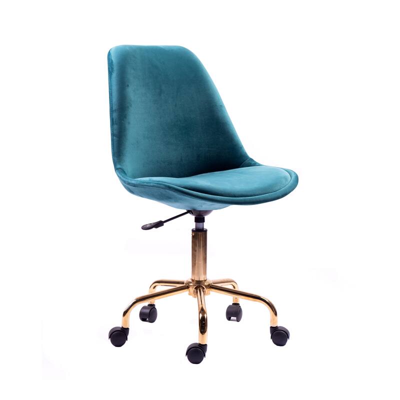 Porthos Home Ally Velvet Office Chair Gold Chrome Legs Gaslift Seat