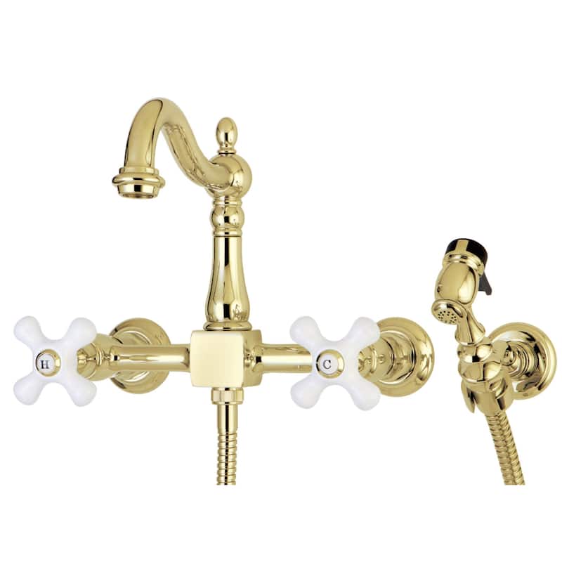 Kingston Brass Heritage 1.8 GPM Wall Mounted Widespread Kitchen Faucet
