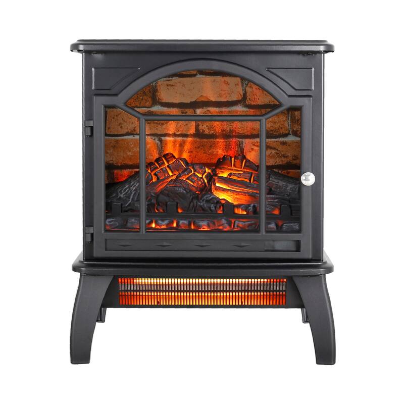 Portable 18" 3D Flame Electric Infrared Fireplace Stove with Adjustable Brightness and Timer