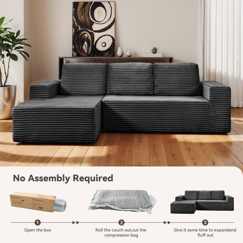 Pocassy L-Shape Sectional Sofa Sofa Couch Living Room Futon Couch