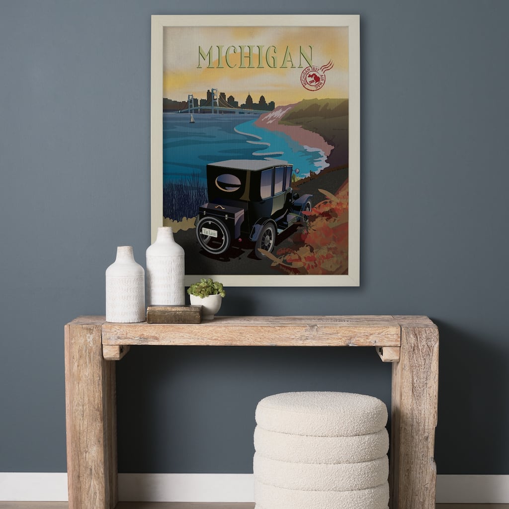 Michigan Go USA by Mercana Studio a Hand Embellished Framed Art Print Series