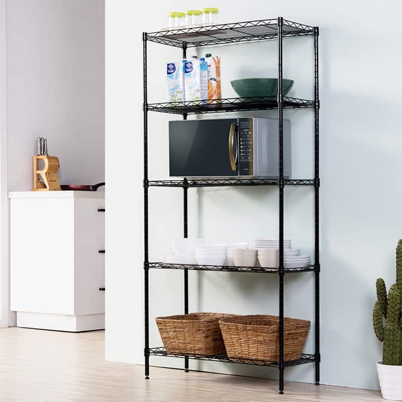 Black Metal 5-Tier Heavy Duty Adjustable Configuration Shelving Unit