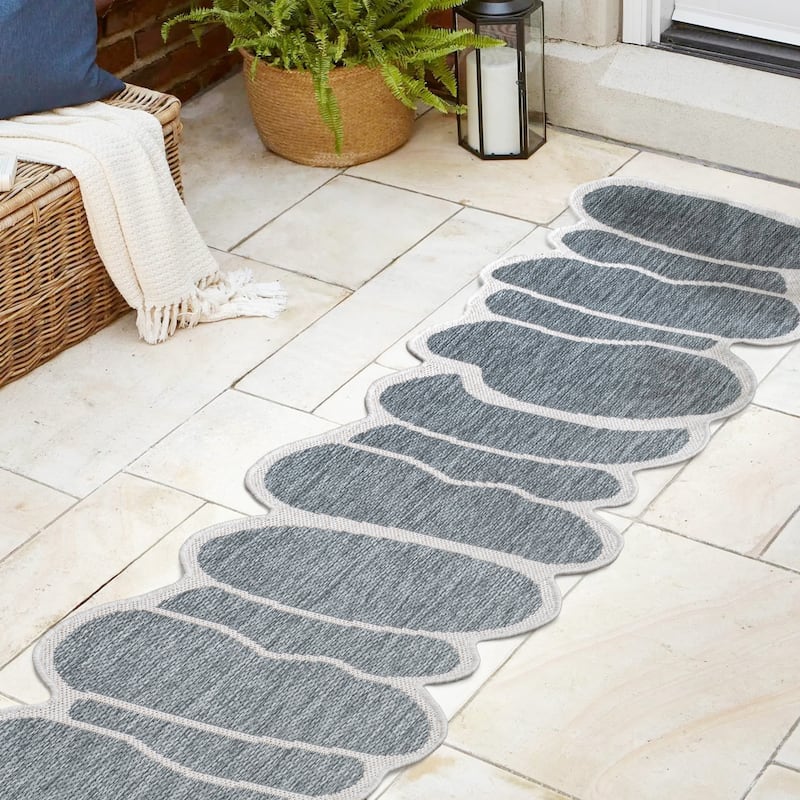 JONATHAN Y Jasper Modern Rustic Abstract Indoor/Outdoor Shaped Area Rug
