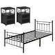 preview thumbnail 16 of 27, Taomika 3-Pieces Modern Bedroom Sets with Black Bed Frame Black Nightstands - Twin