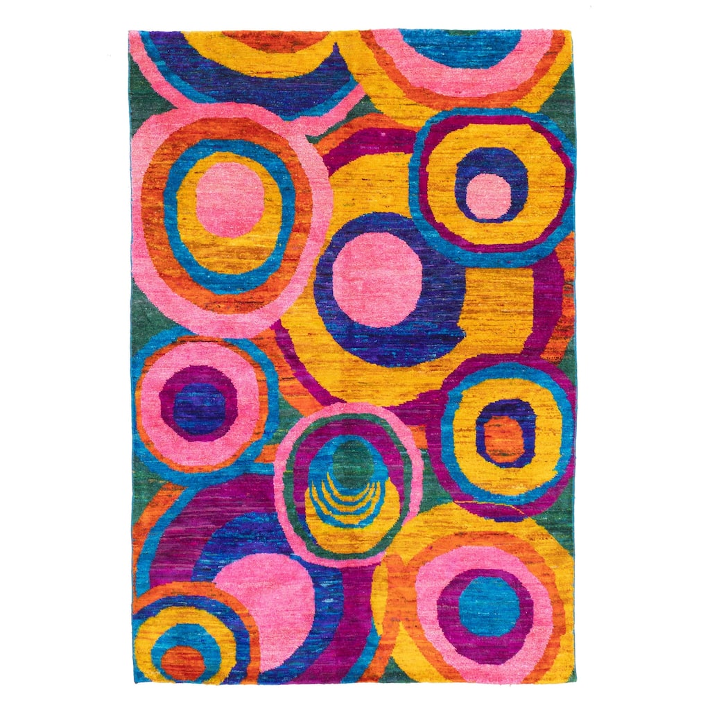 ECARPETGALLERY Hand-knotted Opulence Multi Color Silk Rug - 4'11 x 7'3