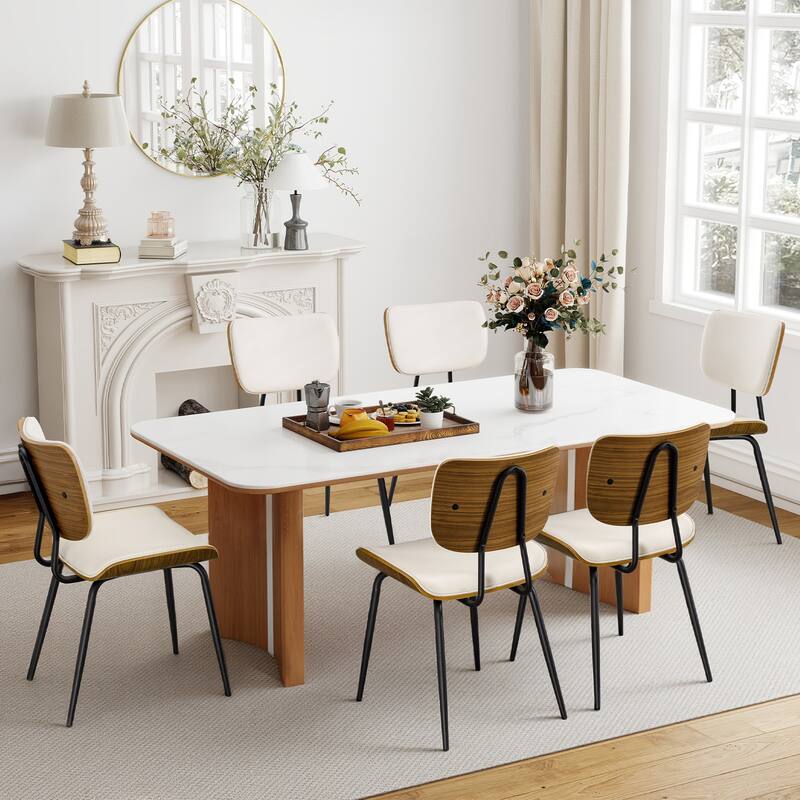 Faux Leather Upholstered Dining Chairs Set of 2/4 - 33.5"H x 19.3"W x 23"D