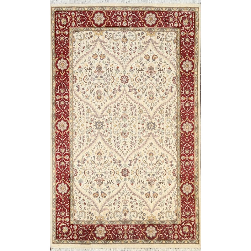 Wool/ Silk Floral Tabriz Oriental Vegetable Dye Area Rug Hand-knotted - 4'1" x 6'5"