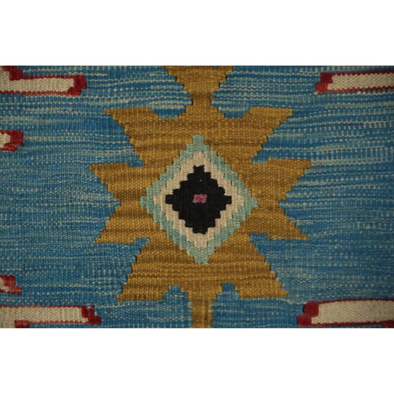 Hand Woven Oriental 100% Wool Carpet Southwestern Tribal Beige & Ivories Kilim Area Rug - 8' 0'' X 5' 0''