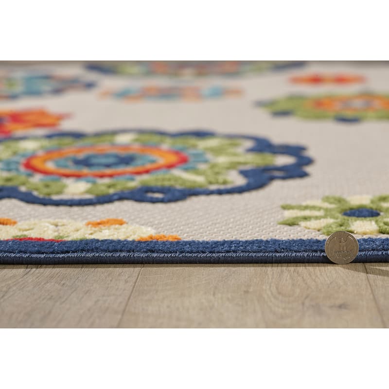 Domani Napa Mid-Century Floral Indoor / Outdoor Area Rug