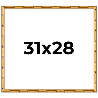 31x28 Frame Gold Bamboo Picture Frame Modern Photo Frame Includes UV Acrylic Shatter Guard Front Acid Free Foam Backing Board