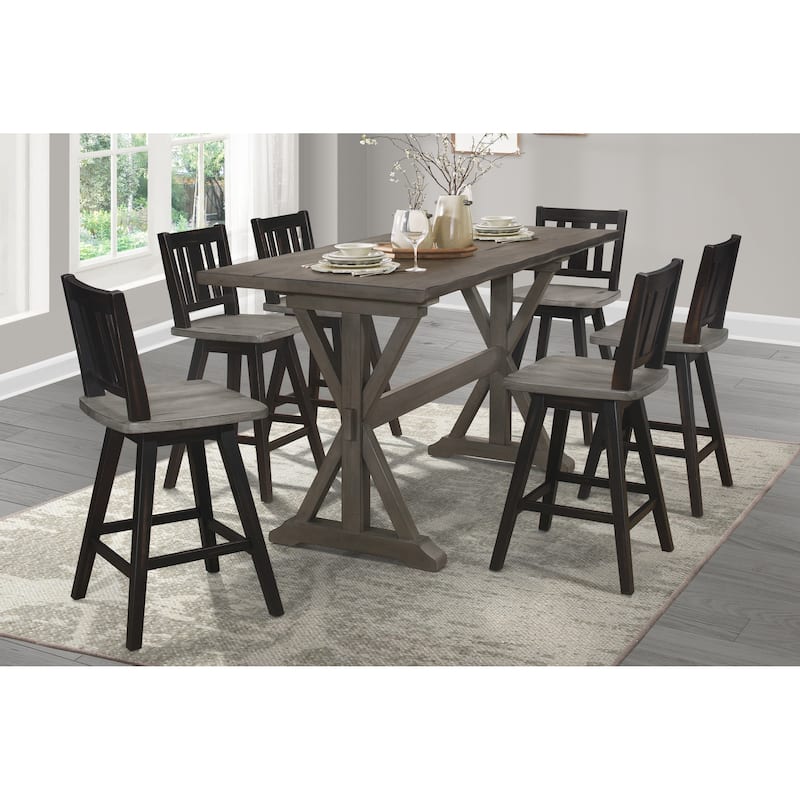 Rustic Look Distressed Gray Finish 1pc Counter Height Dining Table Solid Rubberwood Kitchen Dining Furniture