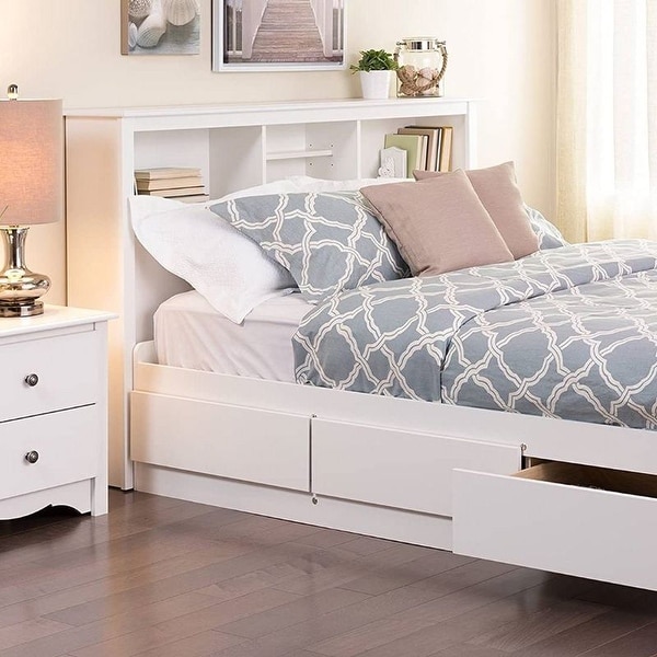 White headboard with hot sale shelves