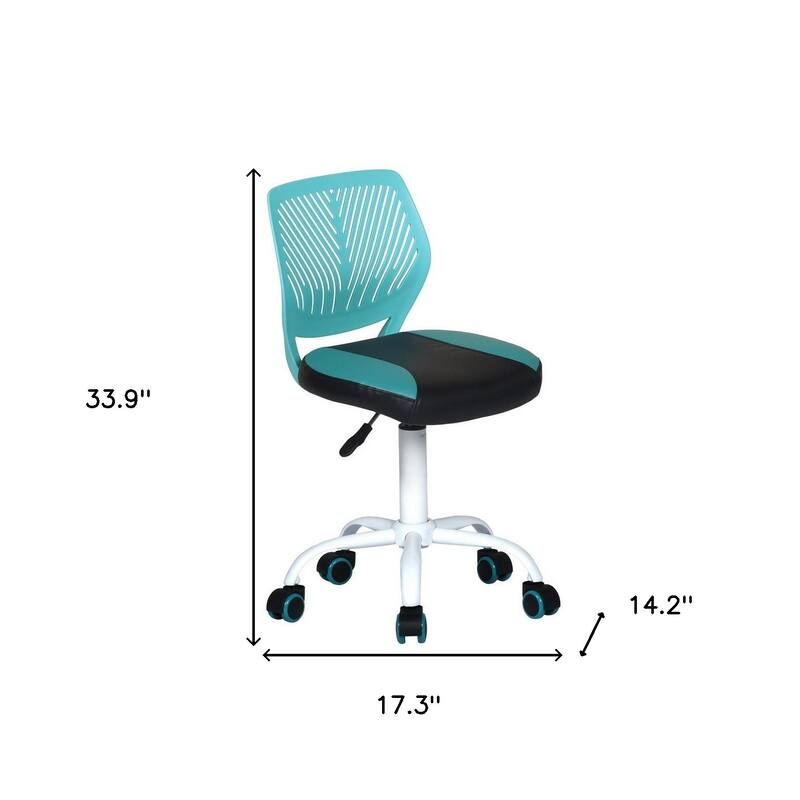 Blue Black and White Adjustable Height Swivel Rolling Office Chair