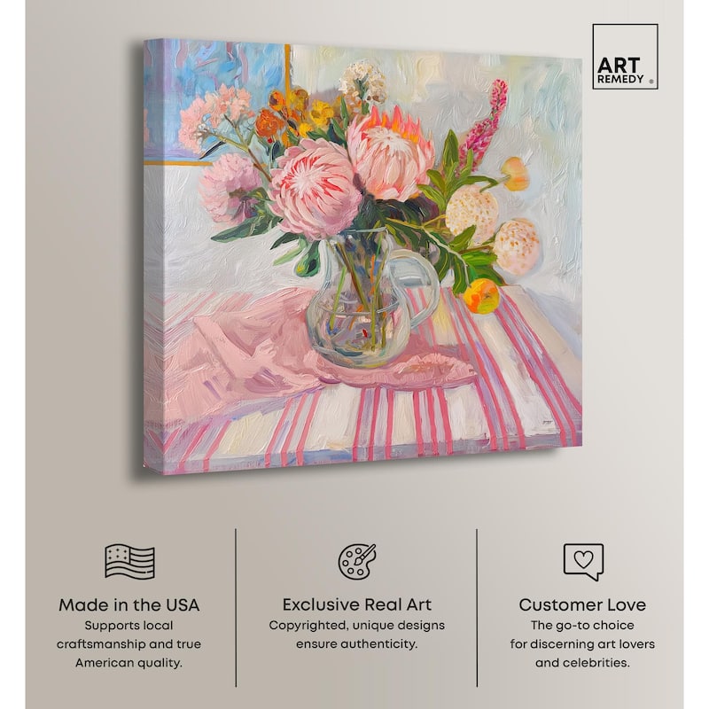 Pink Protea Pitcher Canvas by Art Remedy, Gallery Wrapped