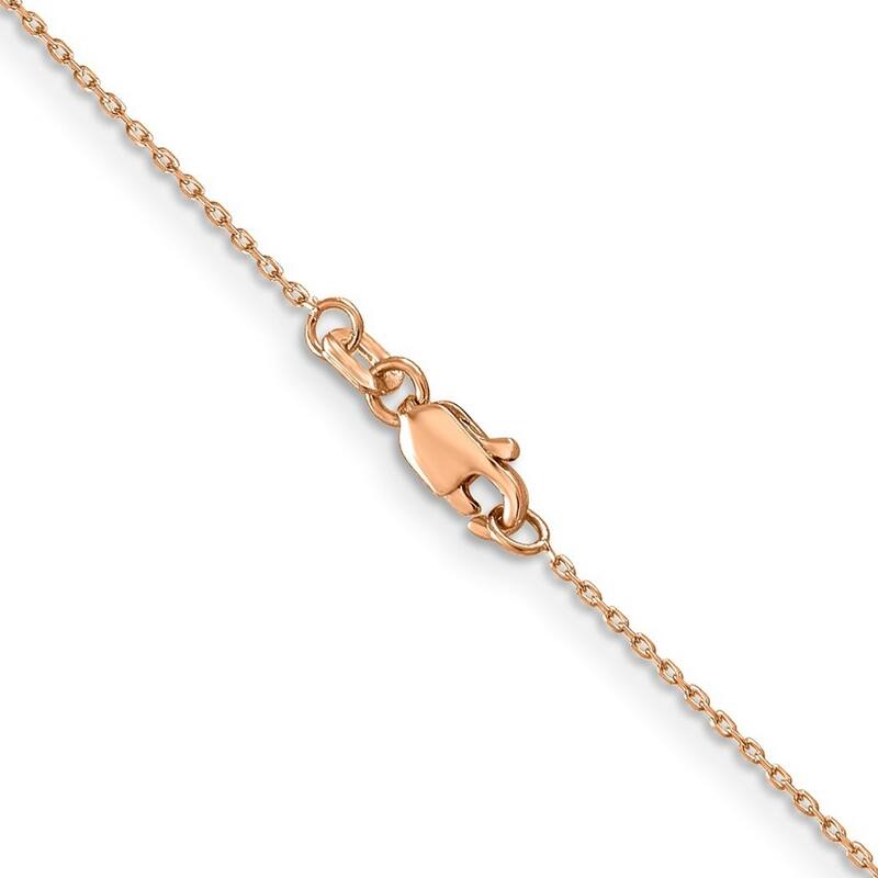 Curata 14k Rose Gold 10" 0.8mm Sparkle Cut Cable Chain Ankle Bracelet