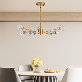 28" Modern Crystal Chandeliers, 9 Lights Golden Chandelier - Bed Bath ...
