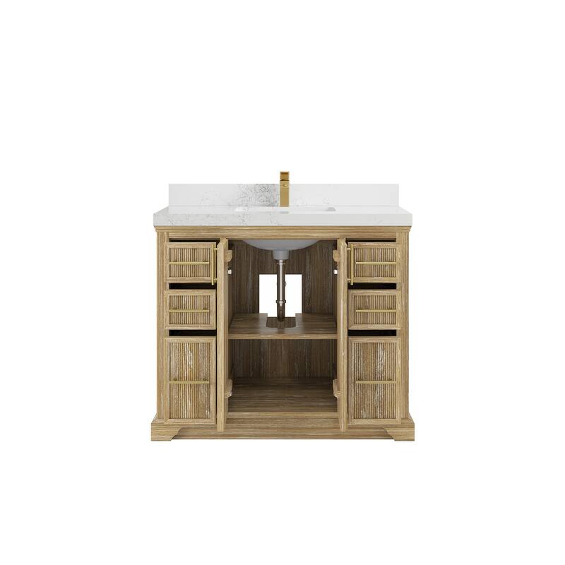 Willow Collections 42 x 22 Alys Solid Teak Wood Single Sink Bathroom Vanity with Quartz or Marble Countertop
