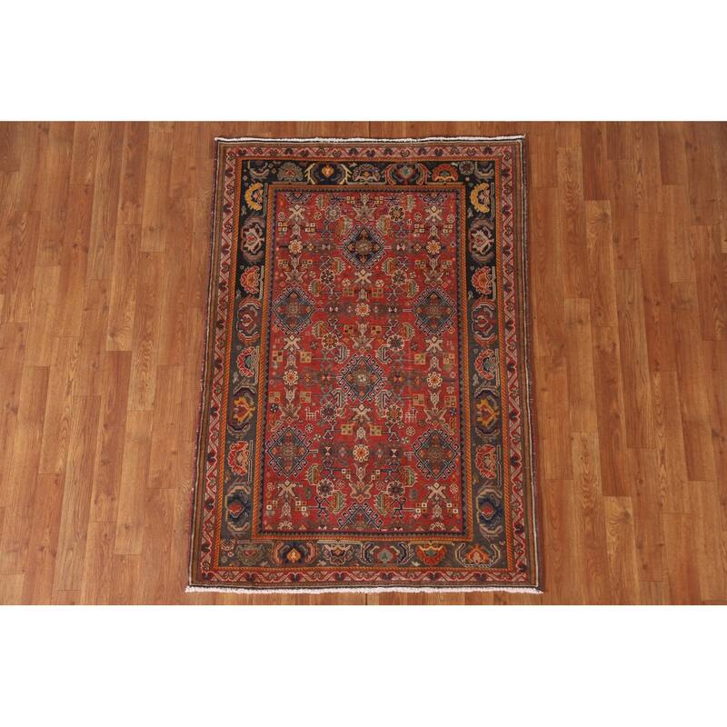 Vegetable Dye Shiraz Kashkoli Persian Antique Rug Handmade Wool Carpet - 3'5"x 5'0"