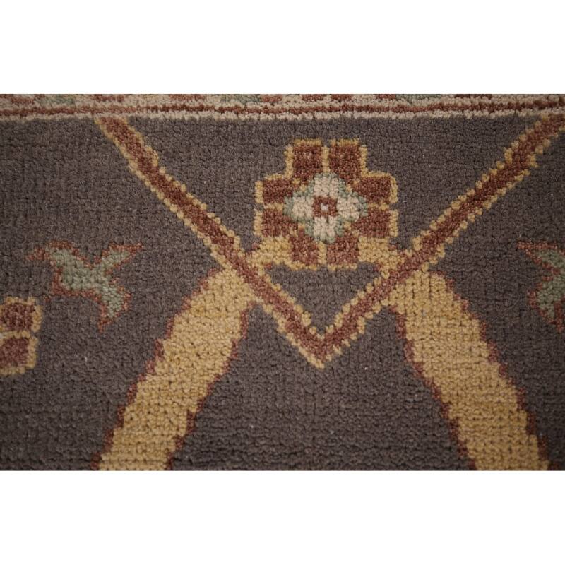 All-Over Gray & Ivory Oushak Indian Area Rug Handmade Wool Carpet - 8'1" x 9'9"
