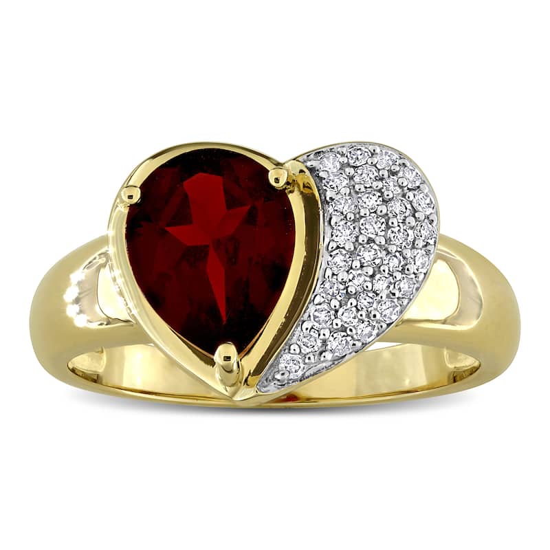 Miadora Gemstone and 1/7ct TDW Diamond Heart Ring in 10k Gold