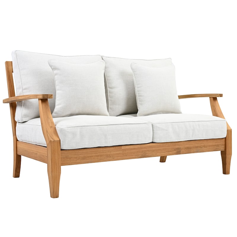 SAFAVIEH Couture Martinique Wood Patio Loveseat - 56"W x 35"D x 32"H