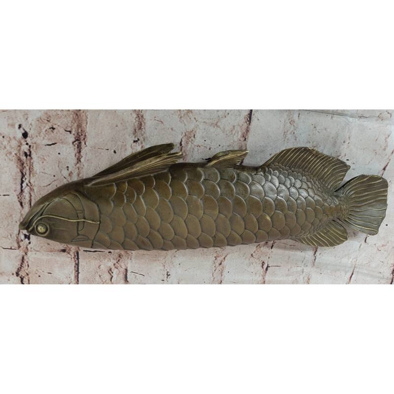 Bronze Arowana Imitative Fish Sculpture – Asian Feng Shui Wealth Symbol Figurine