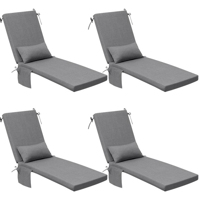 Outdoor Patio Chaise Lounge Chair Seat Cushions with Pillow - 72 inches long  - Black&White - 4PC