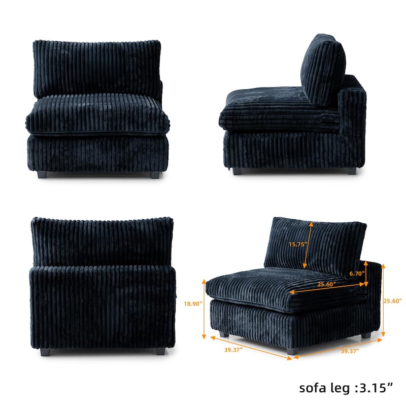 157.48'' Cloud Modular Sectional Sofa Oversized U-Shaped Striped Plush Couch for Living Room Set