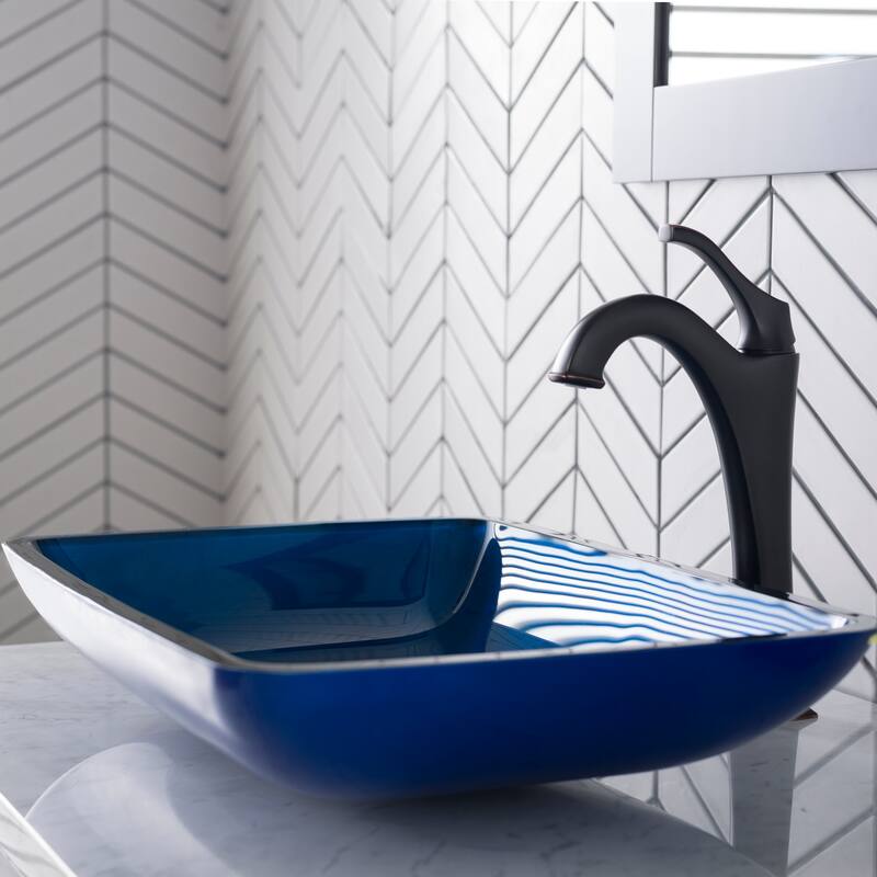 Kraus Arlo & Glass 21-7/8" Glass Vessel Bathroom Sink with 1.2 GPM