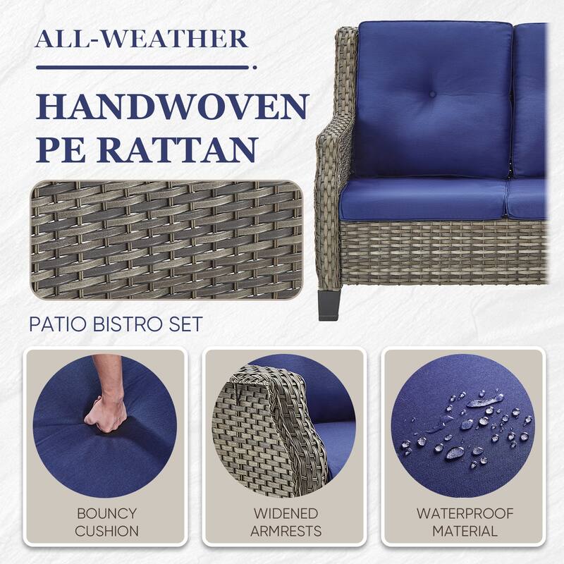 Gymojoy Outdoor Wicker Chairs and Sofa with Table - Grey