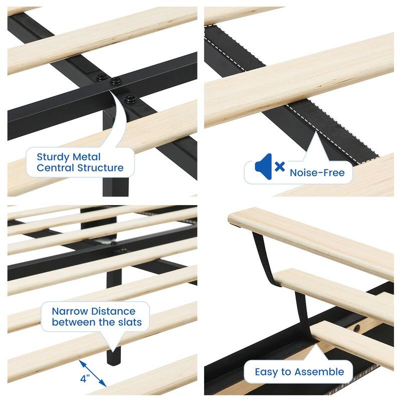 Full Size Floating Bed Frame with LED Lights - Queen