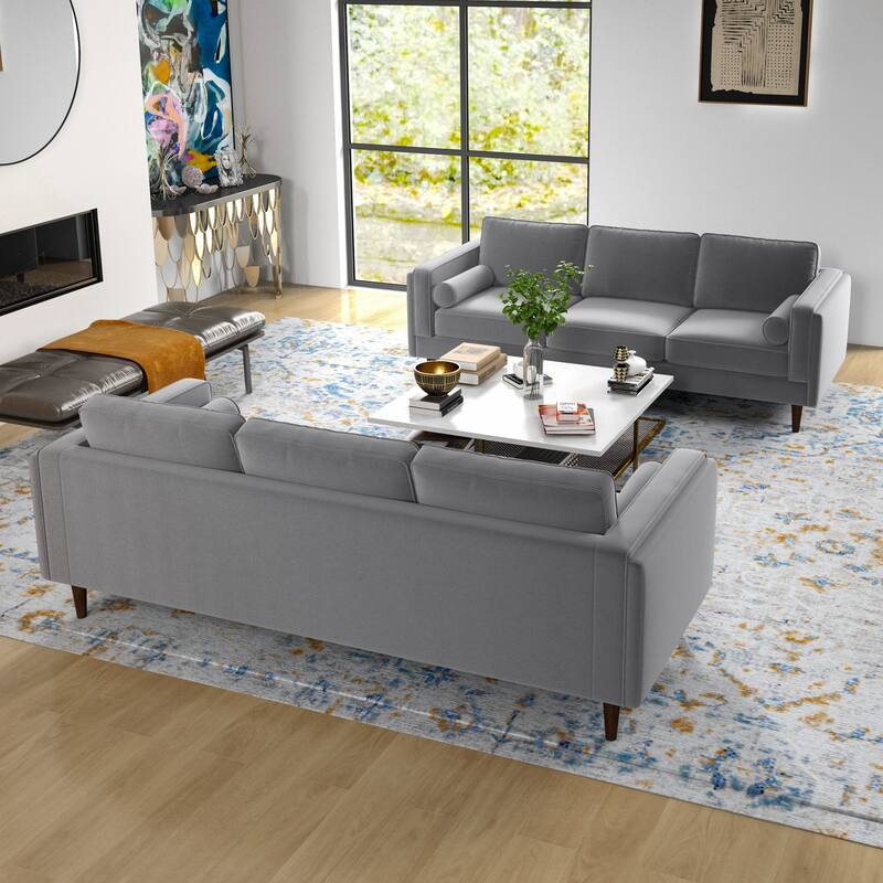 Fatih Mid Century Velvet Sofa Set