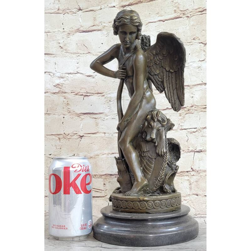 Ipos Fallen Angel W/ Lion Pelt Hot Cast Bronze Sculpture Statue Clical Decor