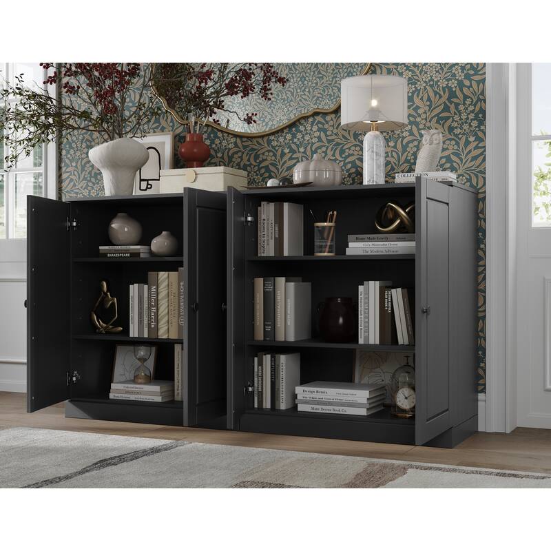 100% Solid Wood Sideboard with Glass or Solid Wood Doors by Palace Imports - 64" x 35.75"
