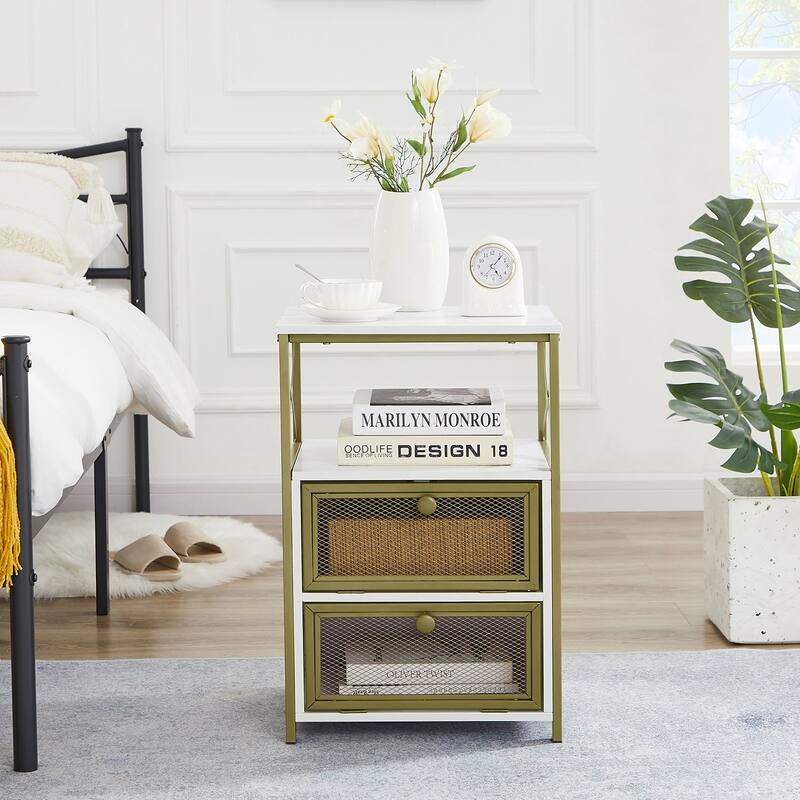 VECELO Night Stand, End Side Table with Storage Space and Door,Modern Nightstands for Living Room,Bedroom