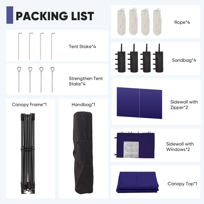 Ainfox 10x10 Pop Up Canopy Tent with 4 Sidewalls, Easy Set up with One Push Lift Outdoor Beach Gazebos with 4 Sandbags