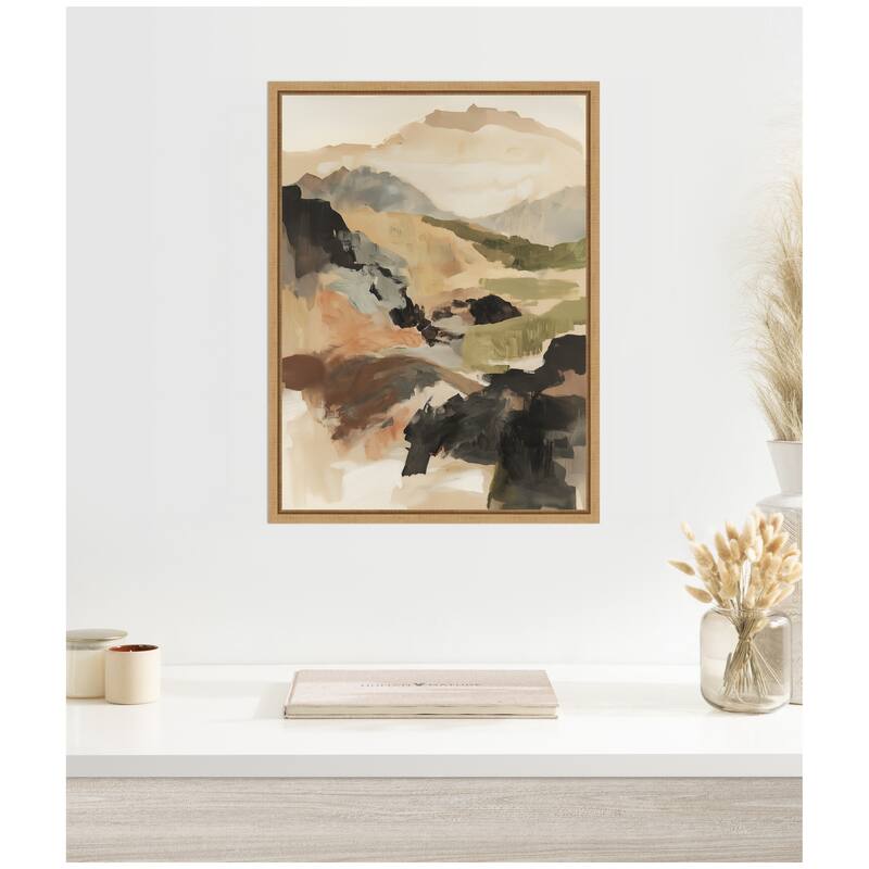 Kate and Laurel Sylvie Tonal Mountains II Framed Canvas by Amy Lighthall