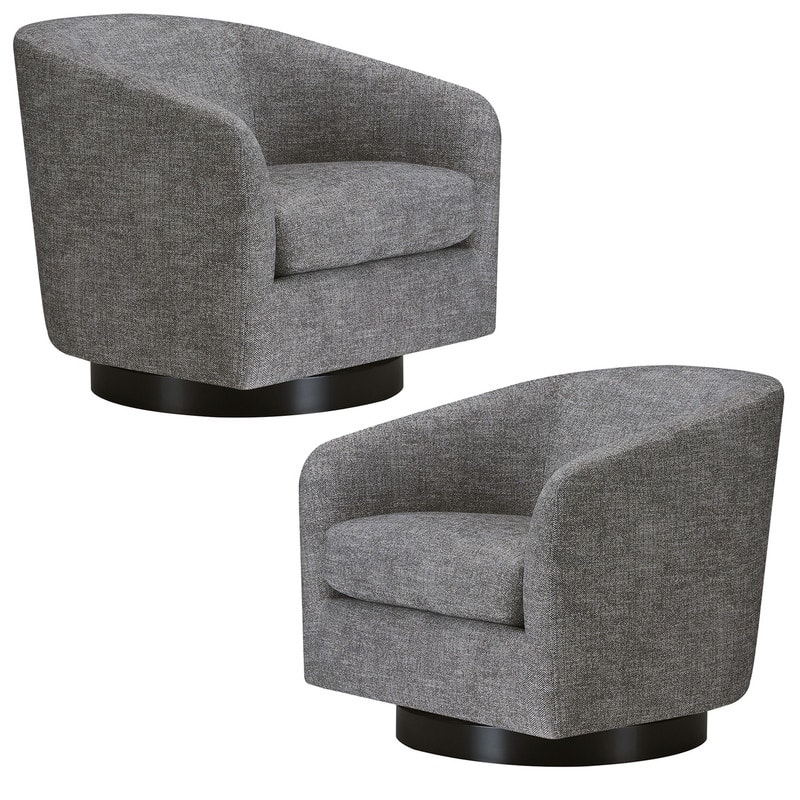 Spruce & Spring Liam Swivel Accent Chair - Set of 2 - Pebble Grey-Fabric